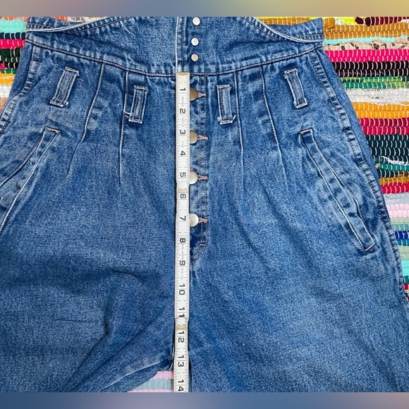 Vintage 80s Fragile Fold Over High Waist Mom Jeans | Tapered Denim Sz 11 - Picture 8 of 12